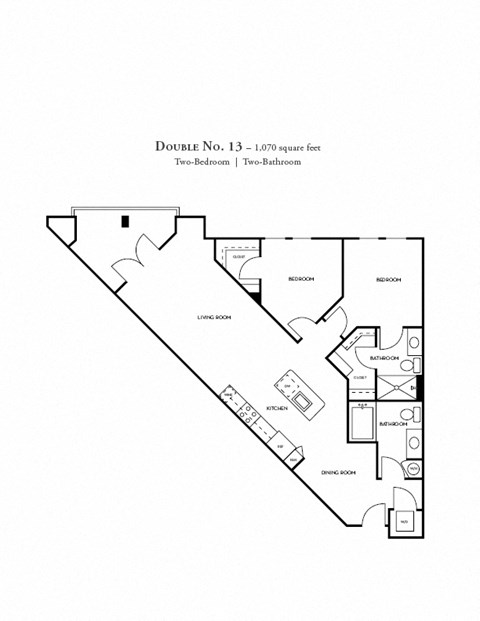 Floor plan for 2 beds, 2 baths, 1178 sqft